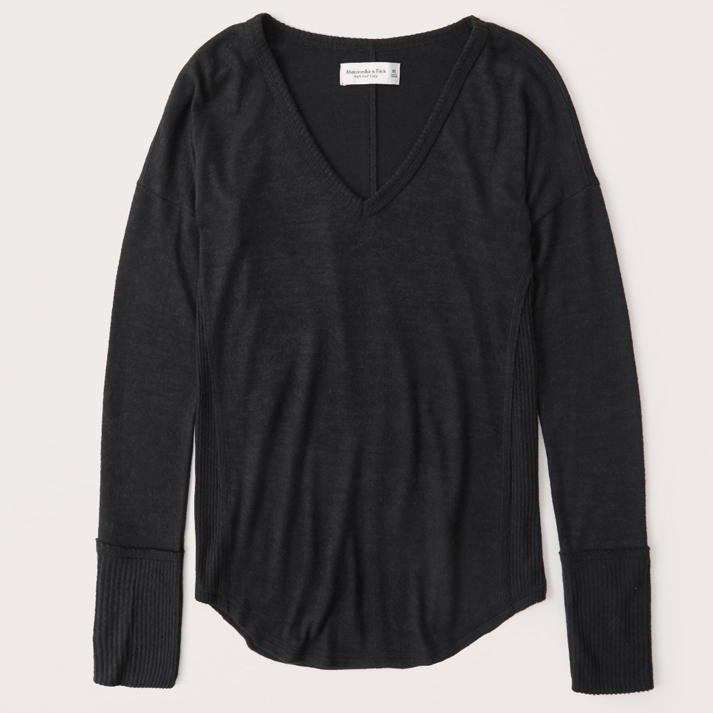 Abercrombie Women's Long-Sleeve Cozy Legging Tee - Black - Small